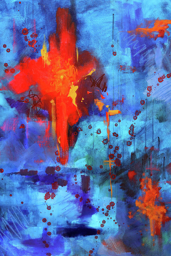 Blue Fire Painting by Nancy Merkle