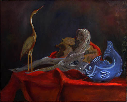 Crane Painting - Blue Fish by Libby Cagle Crane Painting - Blue Fish by Libby Cagle