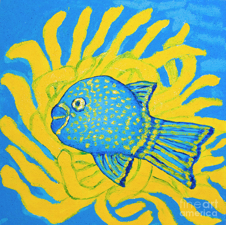 Blue fish, painting Painting by Irina Afonskaya