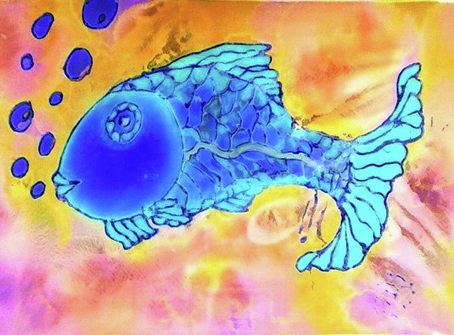 Blue Fish Digital Art by Rae Chichilnitsky