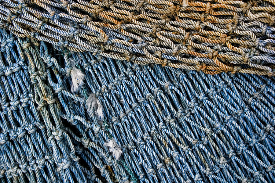 Blue Fishing Net Detail Photograph by Carol Leigh