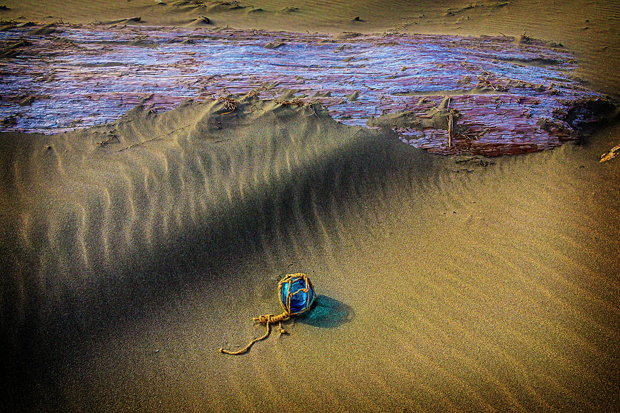 Beach Photograph - Blue Fishing Net Float by Garry Gay