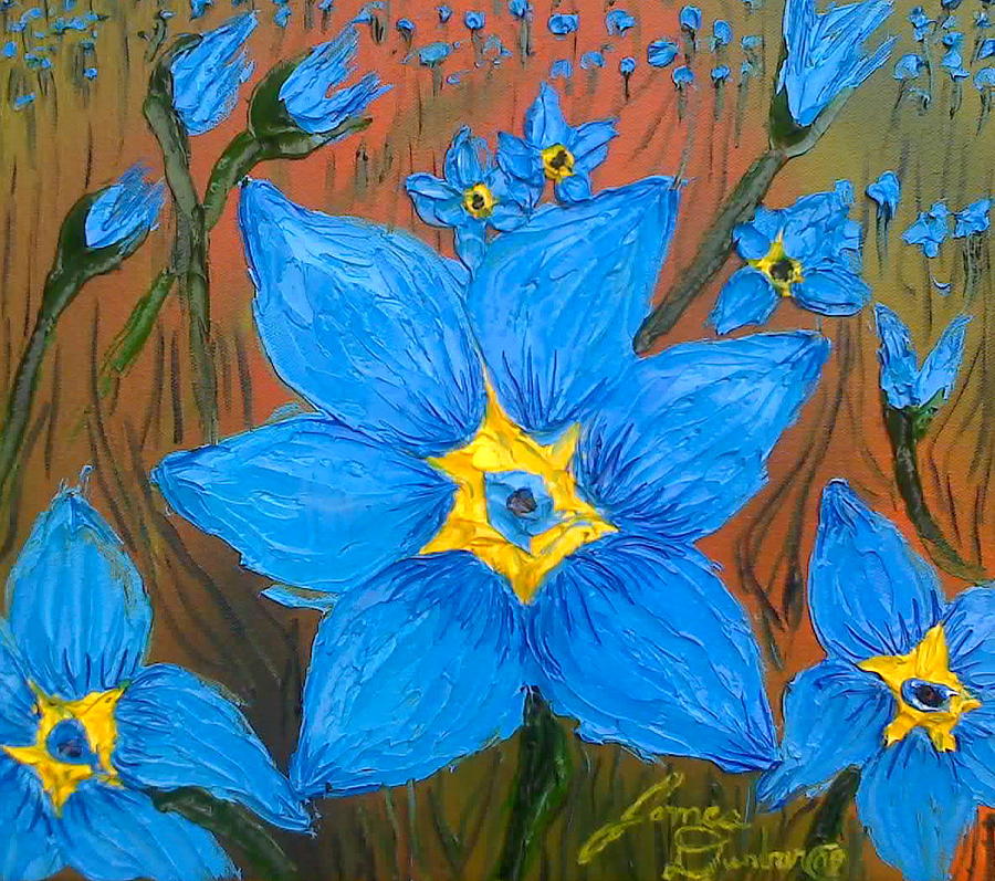 Blue Flax Flowers Painting by James Dunbar