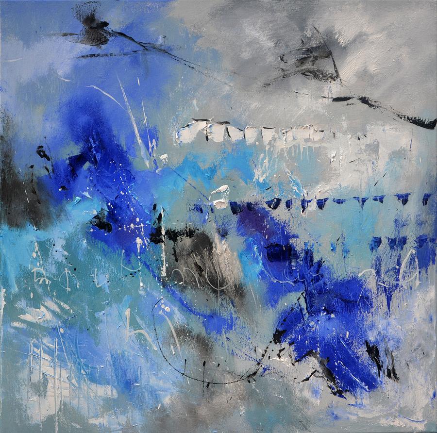 Abstract Painting - Blue flight abstract by Pol Ledent
