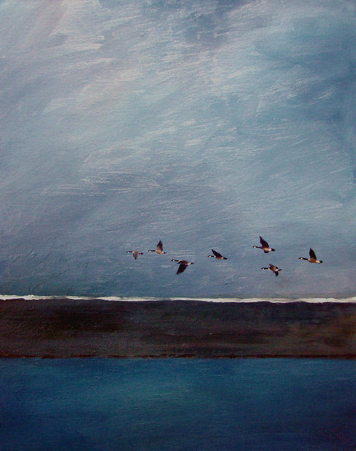 Blue Flight Painting by David  Maynard
