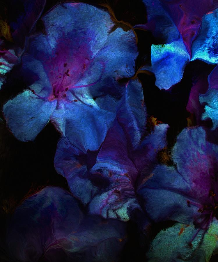 Blue Floral Fantasy Digital Art by David Lane