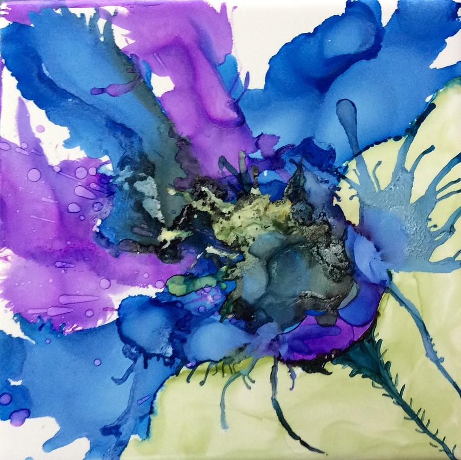 Blue Floral Painting by Pat Purdy