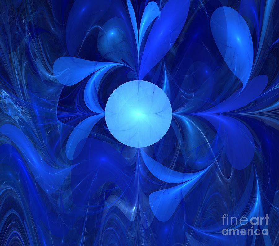 Abstract Digital Art - Blue Flow by Kim Sy Ok