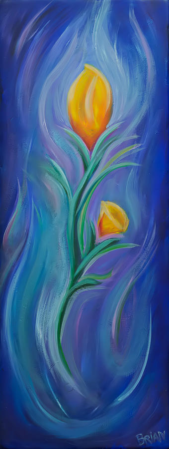 Flower Painting - Blue Flower by Brian Nunes Flower Painting - Blue Flower by Brian Nunes