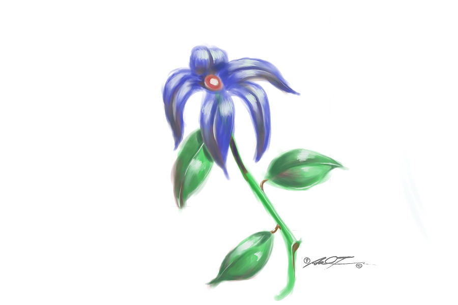 Blue Flower Drawing by Dale Turner