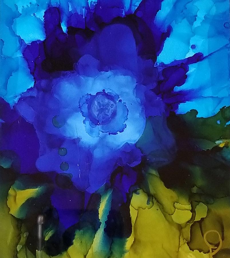 Blue Flower Painting by Donna Perry