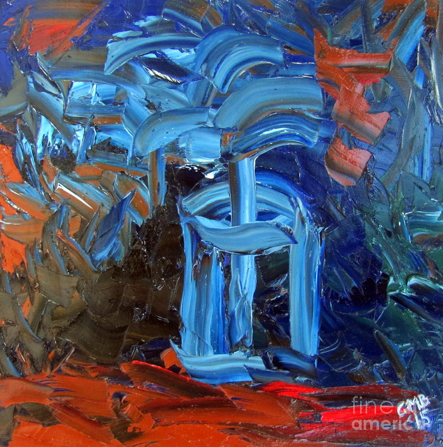 Abstract Painting - Blue Flower by Greg Mason Burns