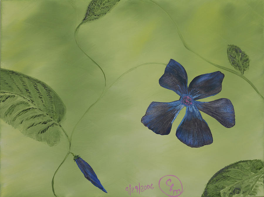 Blue Flower on a Vine Painting by Stephen Daddona