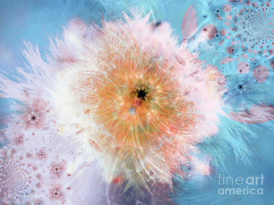 Abstract Mixed Media - Blue Flower Power by Indira Emmerlich