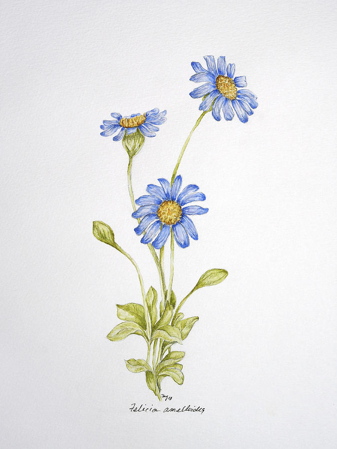 Blue Flower Painting by Theresa Marie Johnson