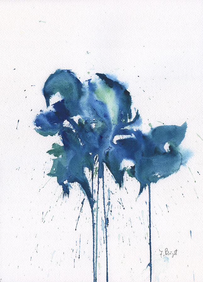 Blue Flowers Abstract Painting by Frank Bright