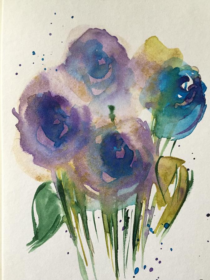 Blue Flowers Painting by Britta Zehm