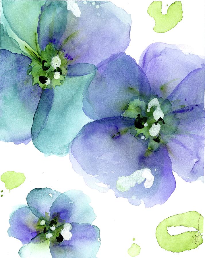 Blue Flowers Painting by Dawn Derman