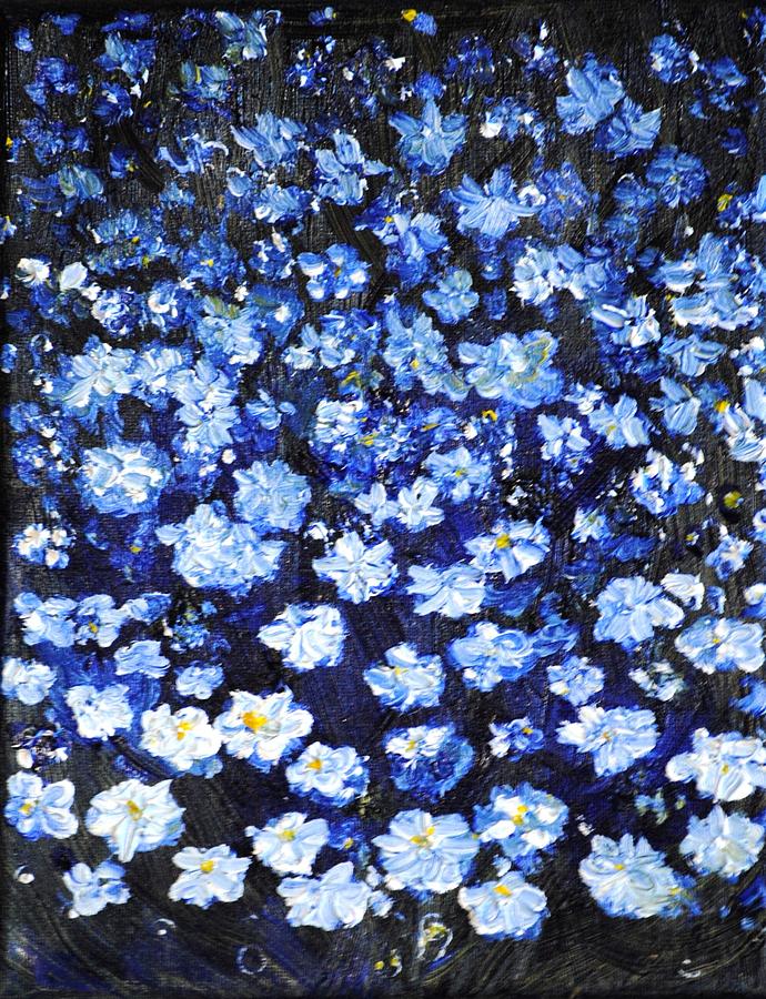 Blue Flowers Painting by Evelina Popilian