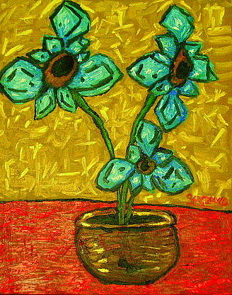 Blue Flowers Painting by Gustavo Ramirez