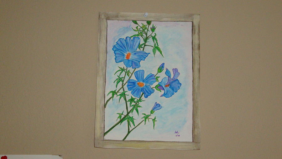 Flower Painting - Blue flowers by Indhu Frank