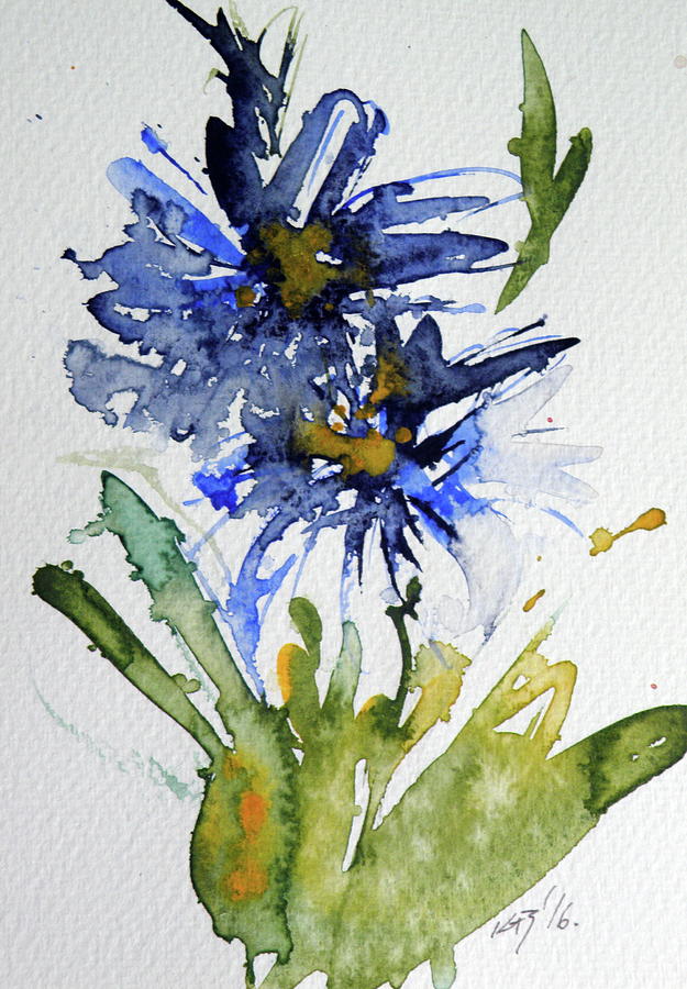 Blue flowers Painting by Kovacs Anna Brigitta