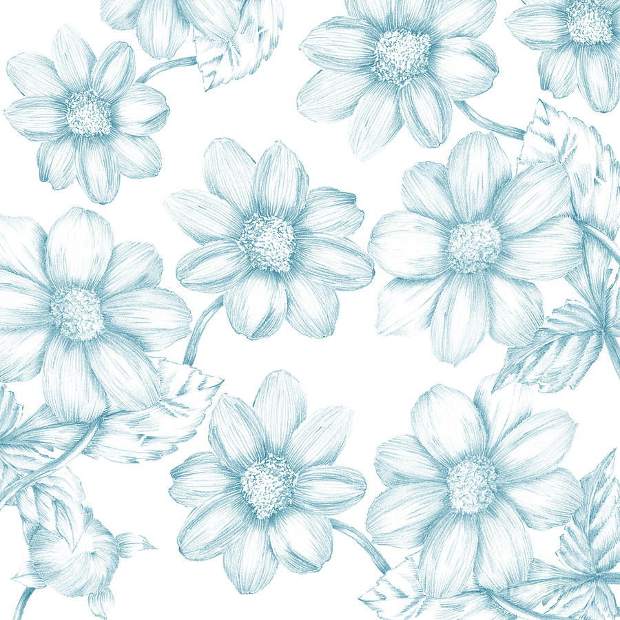 Blue Flowers Digital Art by Sylvia Cook