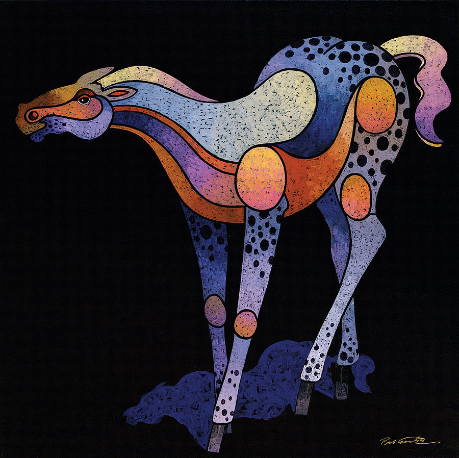 Colorful Images Painting - Blue Foal after Frans Marc by Bob Coonts