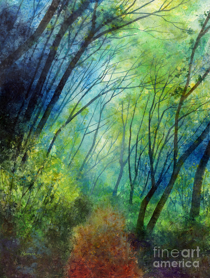 Tree Painting - Blue Fog by Hailey E Herrera