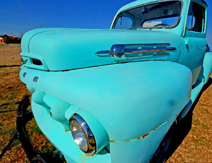 Blue Ford Pickup Truck Painting by Michael Thomas
