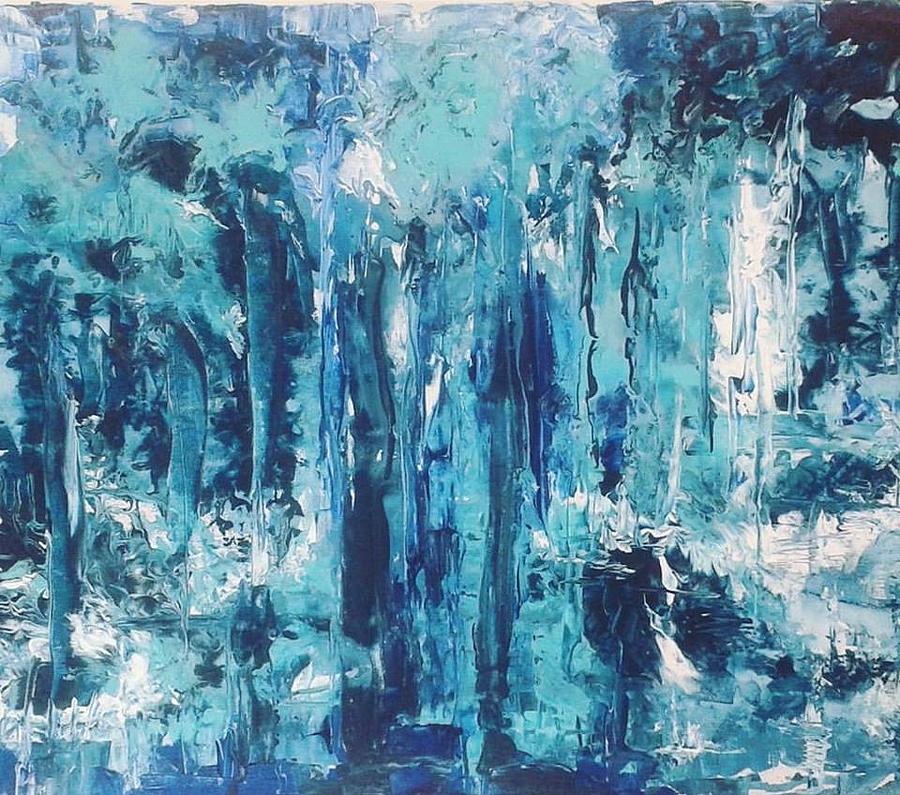 Blue Forest Painting By Joy Fahey