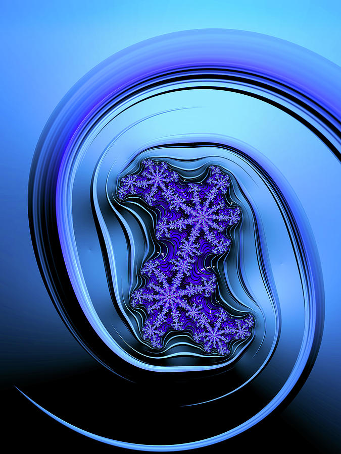 Blue Fractal Art Curved And Elegant Digital Art