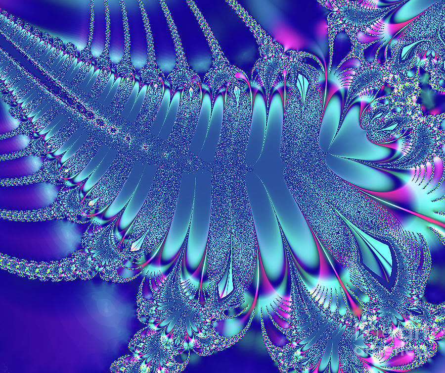 Blue Fractal Feather Digital Art by Linda Phelps