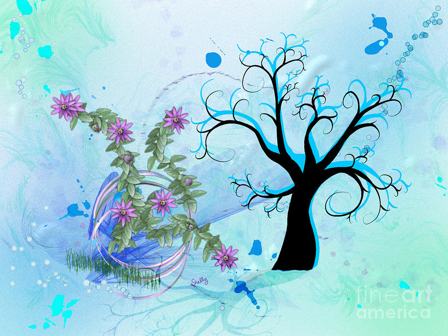 Blue Garden of Life Painting by Shelly Tschupp Blue Garden of Life Painting by Shelly Tschupp