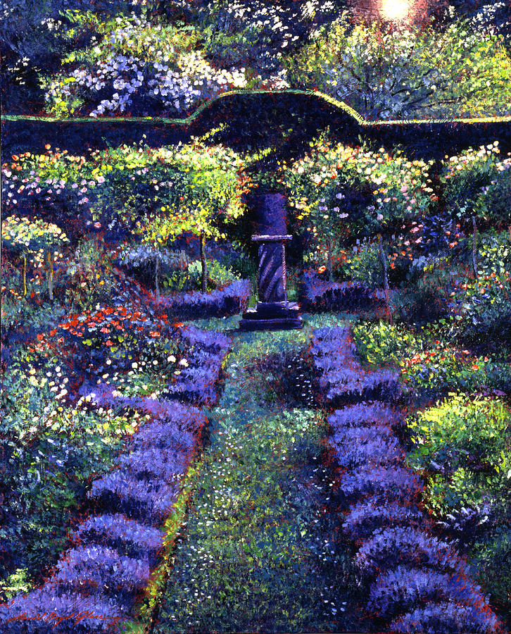 Blue Garden Sunset Painting by David Lloyd Glover