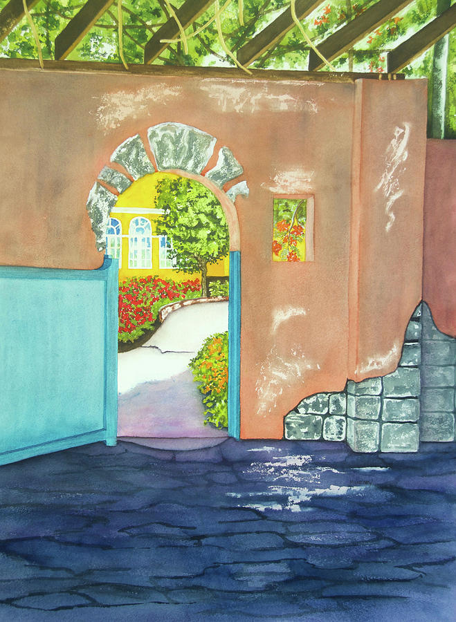 Coral Gables Painting - Blue Gate II by Terry Arroyo Mulrooney