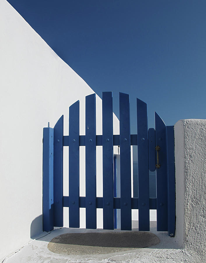Blue Gate Oia Santorini Photograph by Helaine Cummins