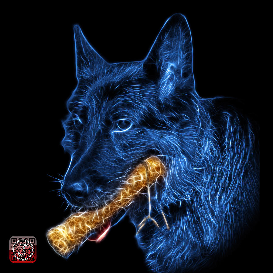 Blue German Shepherd and Toy - 0745 F Digital Art by James Ahn