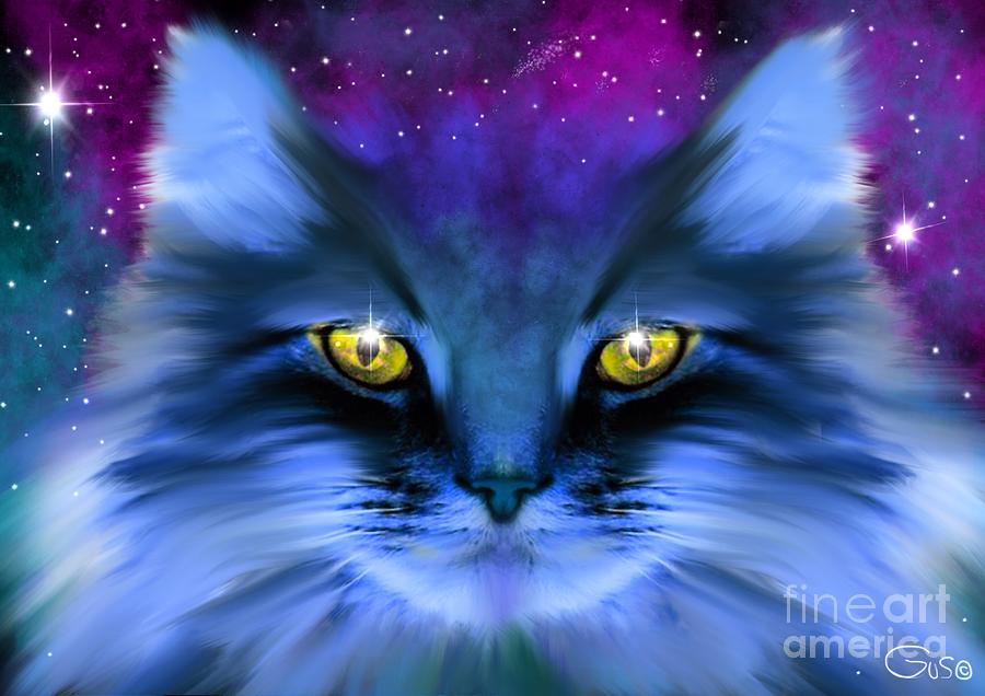 Space Painting - Blue Ghost Cat by Nick Gustafson