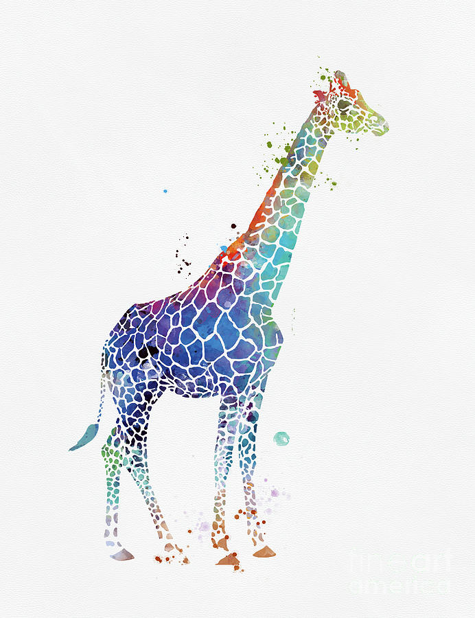 Blue Giraffe Mixed Media