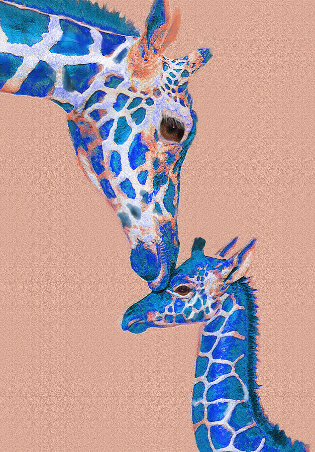Blue Giraffes 2 Digital Art by Jane Schnetlage