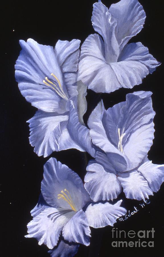 Blue Glads Painting by Mary Erbert