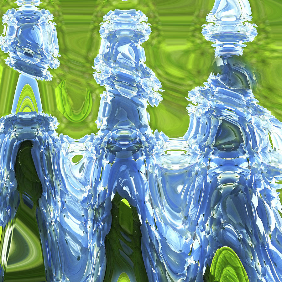 Blue Figures on a Field of Green Photograph by Pat Miller
