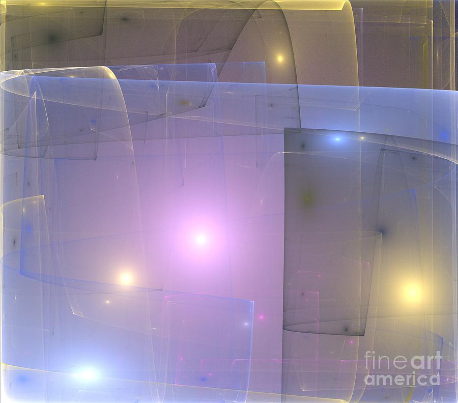 Abstract Digital Art - Blue Gold Lights by Kim Sy Ok