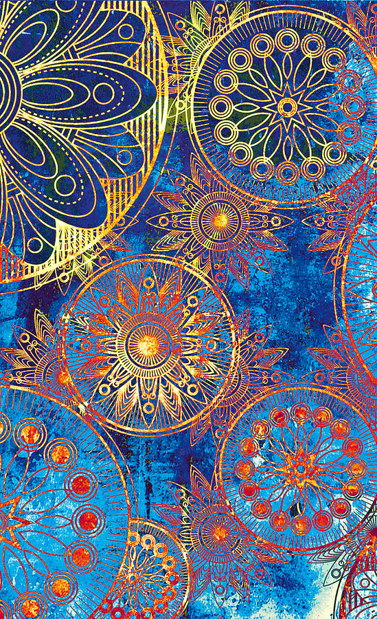 Blue Golden Mandala Mixed Media by Anastasia Petrova - Fine Art America