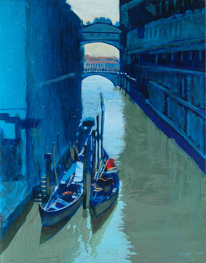 Blue Gondolas Painting by Robert Bissett