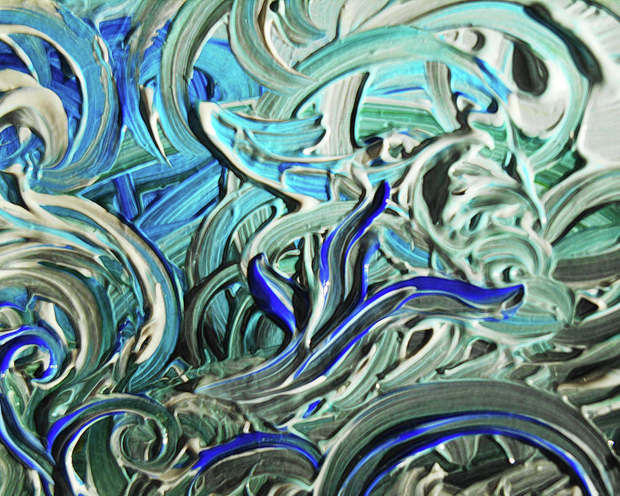 Blue Gray Acrylic Brush Strokes Abstract for Interior Decor I  Painting by Irina Sztukowski