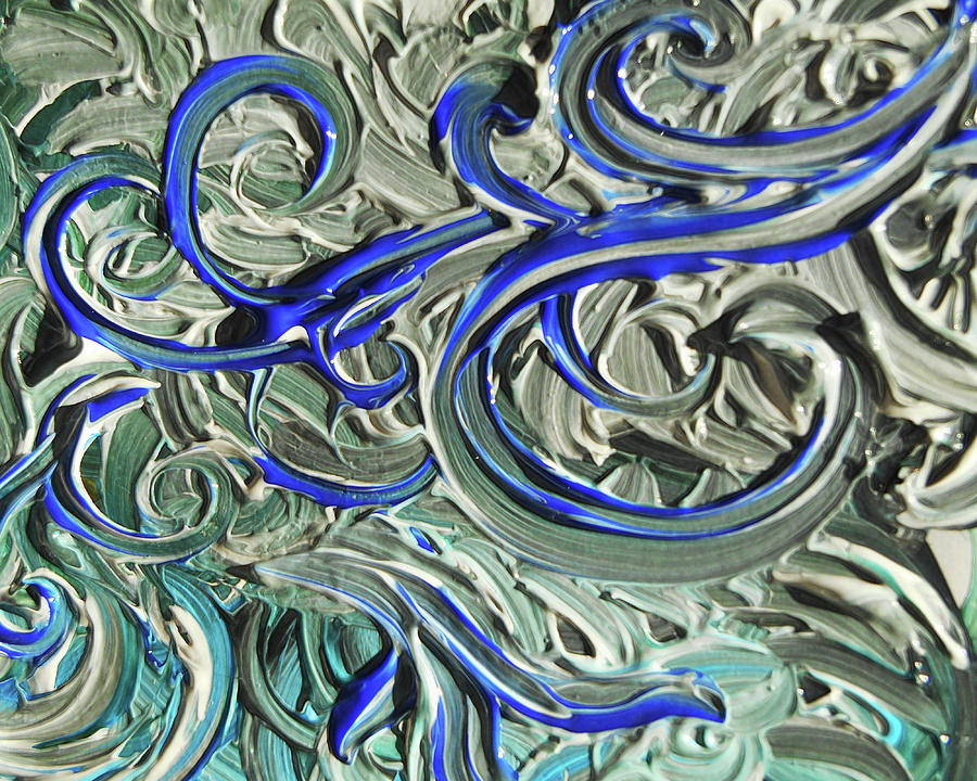 Abstract Painting - Blue Gray Acrylic Brush Strokes Abstract for Interior Decor II by Irina Sztukowski
