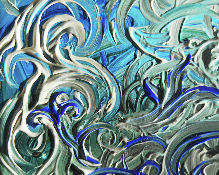 Blue Gray Acrylic Brush Strokes Abstract for Interior Decor III Painting by Irina Sztukowski