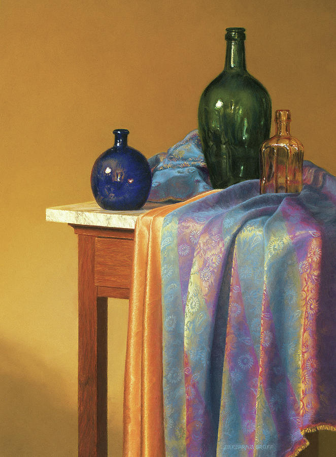 Still Life Painting - Blue Green And Gold by Barbara Groff Still Life Painting - Blue Green And Gold by Barbara Groff
